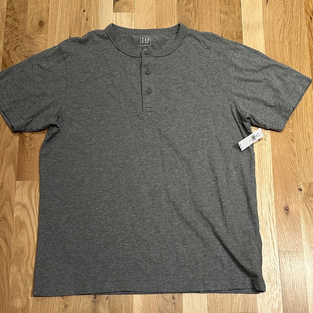 GAP Men's Charcoal Short Sleeve Henley